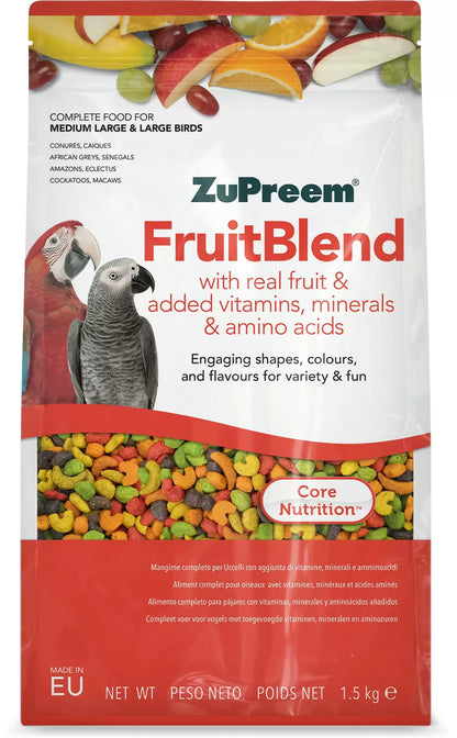 ZuPreem FruitBlend Medium & Medium Large 1.5 kg – vaisinės granulės vidutinėms ir didelėms papūgoms