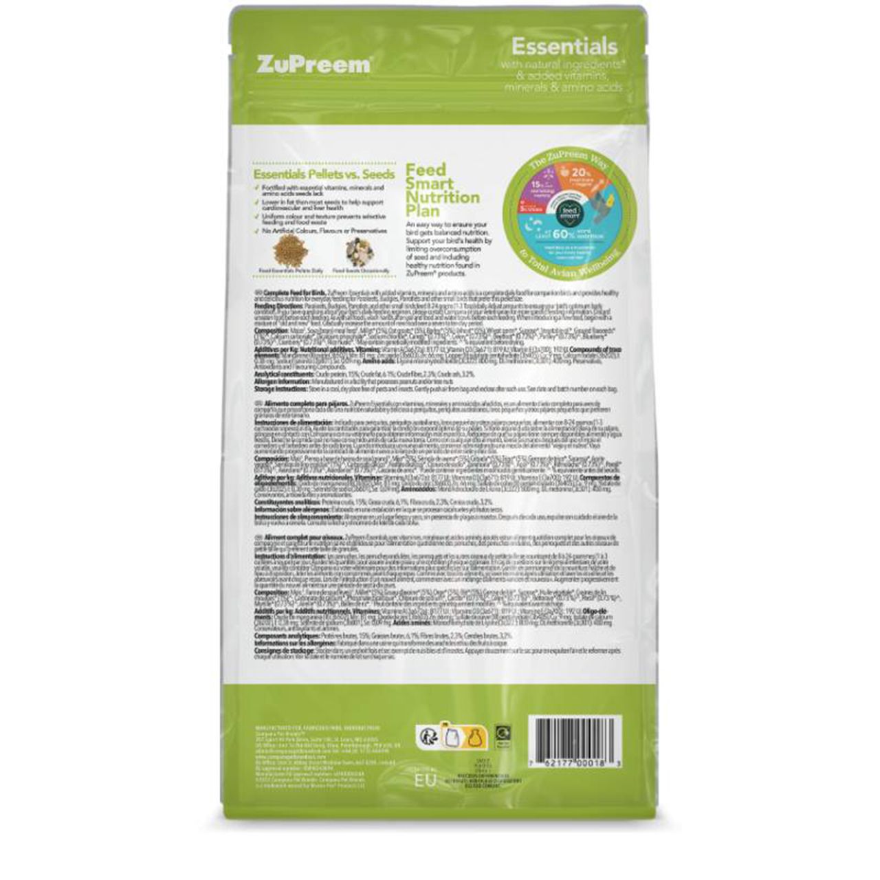 ZuPreem Essentials Small 1 kg - natūralios granulės mažosioms papūgoms