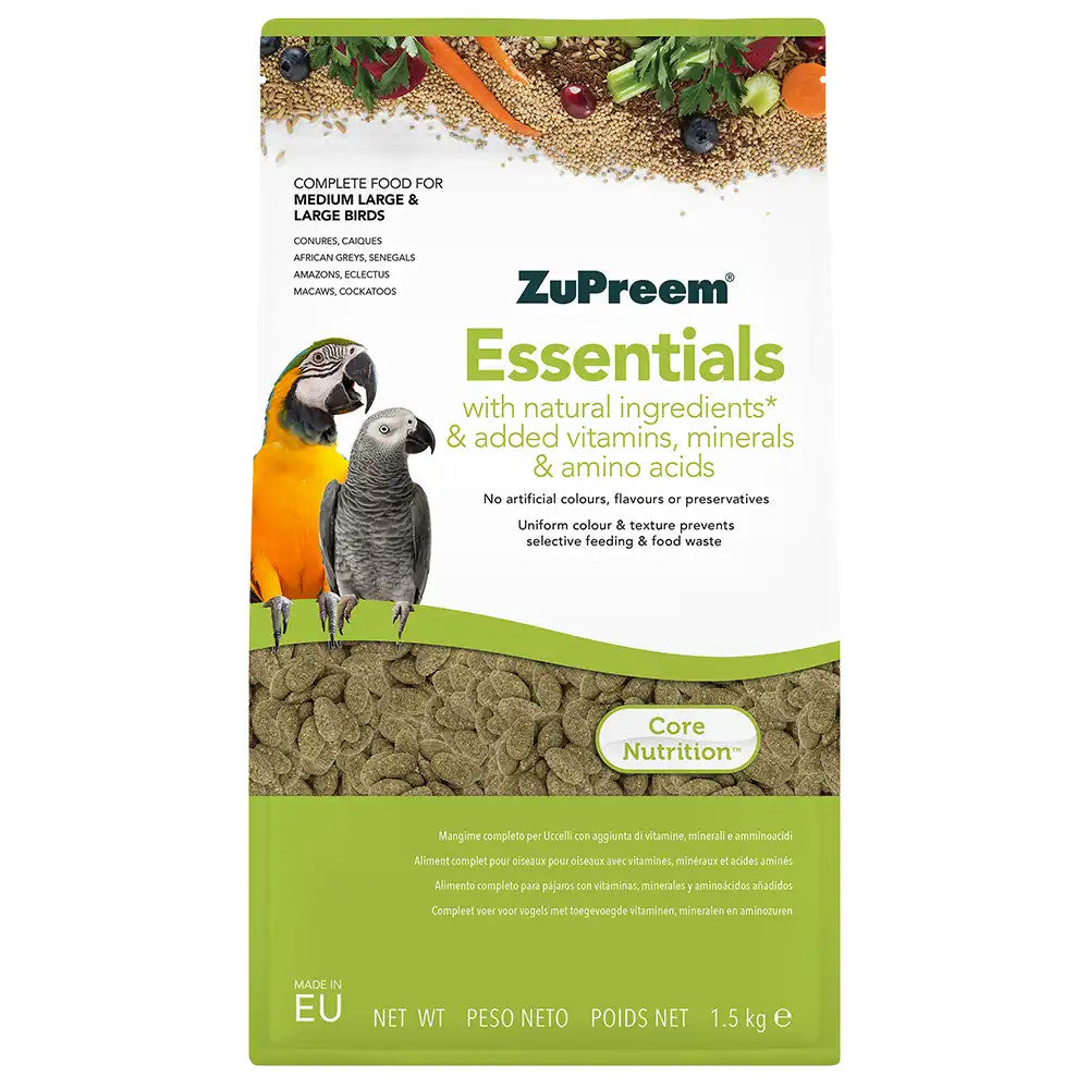ZuPreem Essentials Medium & Medium Large 1.5 kg – natūralios granulės vidutinėms ir didelėms papūgoms