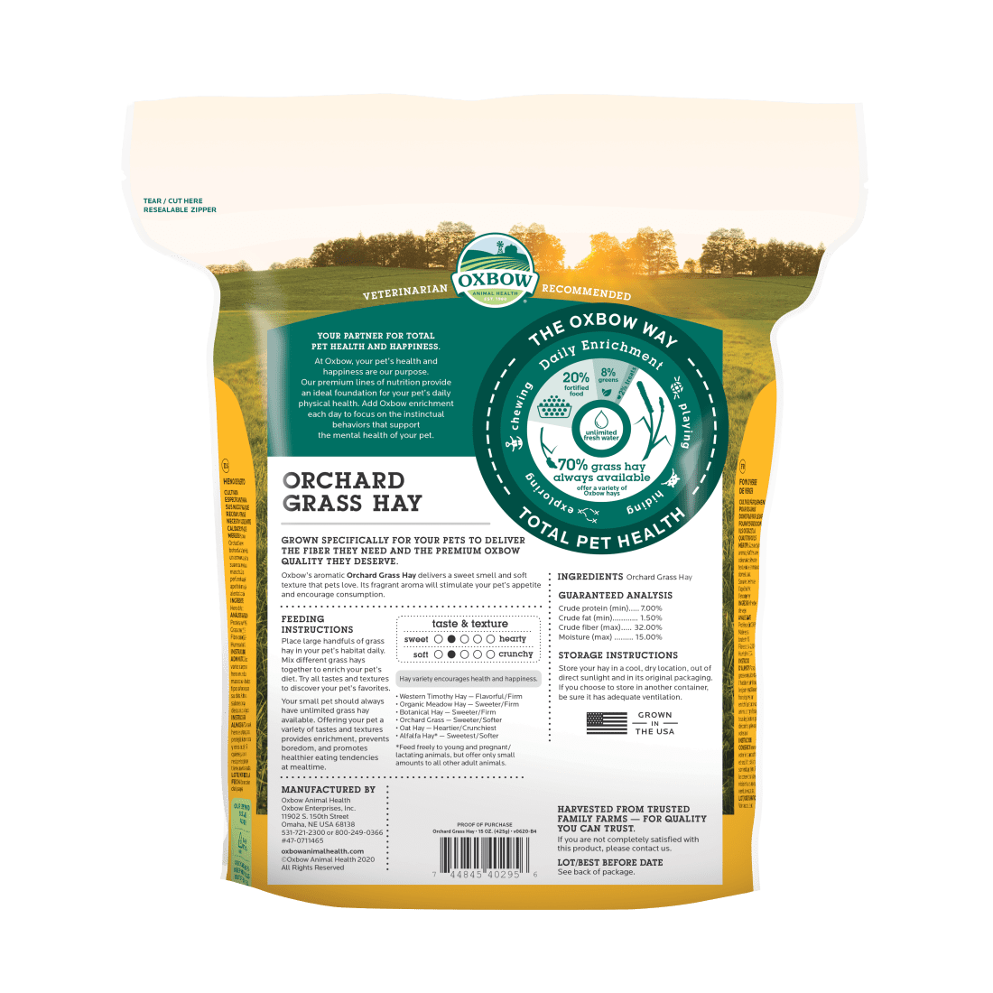 Oxbow Orchard Grass Hay package on a white background
